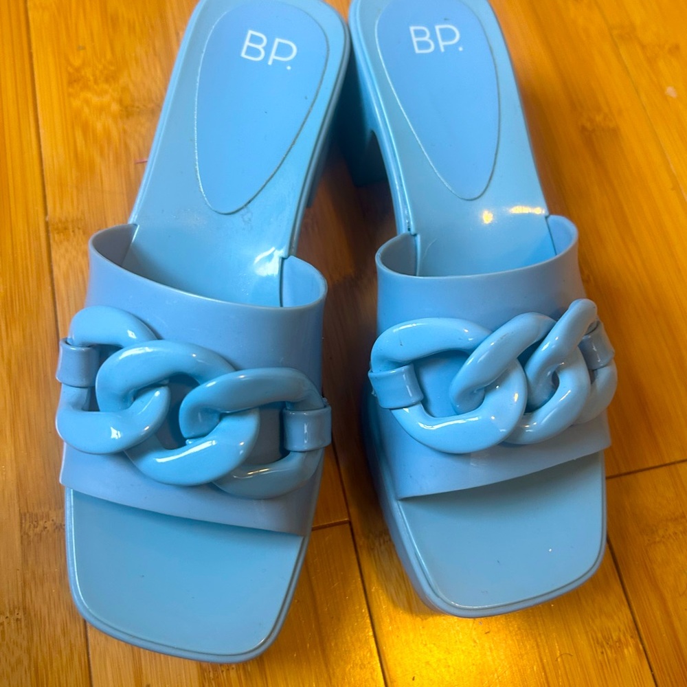 Cute fun blue heel slides